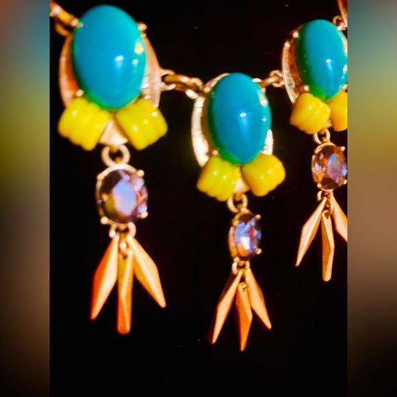 Bundle/lot of 2 J. Crew statement necklaces feather spikes colorful maximalist - Picture 2 of 7